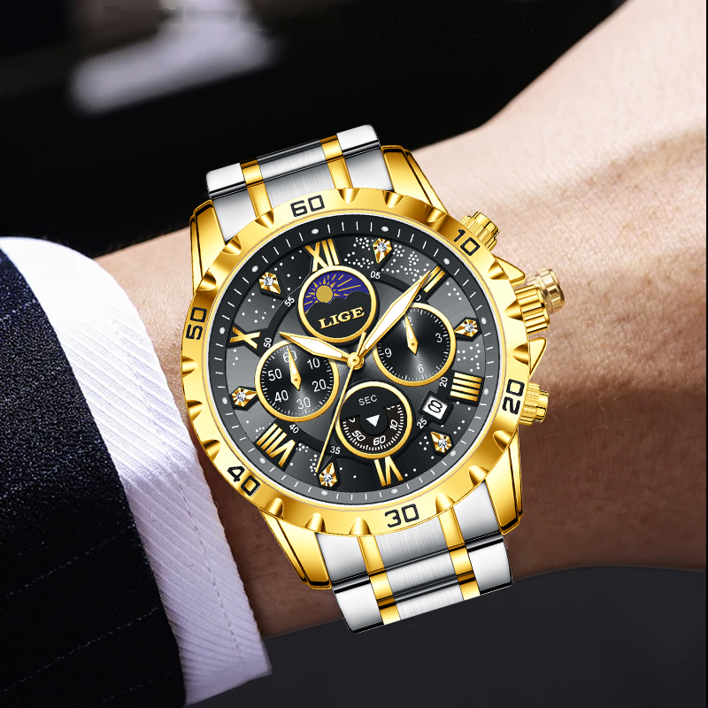 LIGE Top Brand Luxury Quartz M - đánh giá và giá Luxury Watch Men