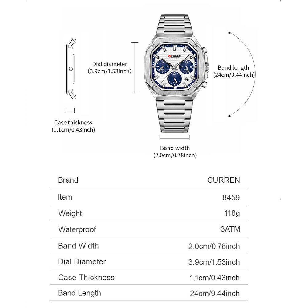 CURREN Luxury Square Chrono Wa - đánh giá và giá Luxury Watch Men